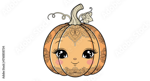 Charming autumn character with decorative patterns offering a festive touch with cute expression