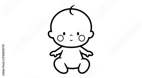 Charming line art of a cheerful infant, perfect for diverse baby related designs