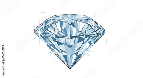 Stylized diamond illustration showcases the brilliance and geometry of precious gems