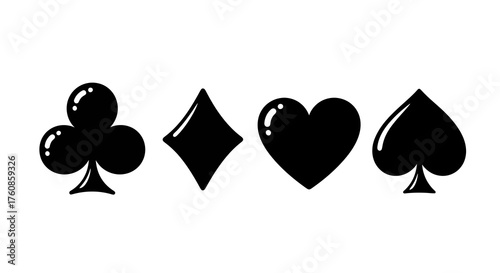 Stylized graphic representation of black card suits ideal for game design and concepts