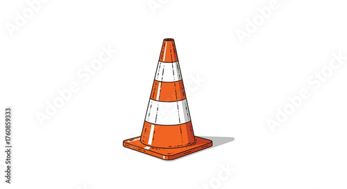 Detailed vector illustration of a traffic cone emphasizing safety protocols and road hazards