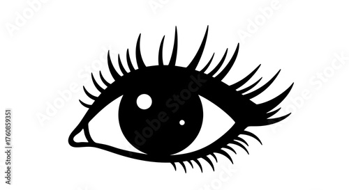 Stylized human eye illustration focusing on lash detail in graphic design format