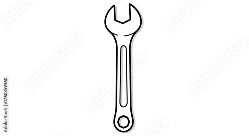 Detailed wrench outline drawing offering simplistic mechanical representation and graphic