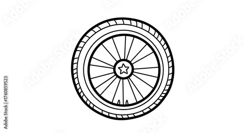 Stylized vintage bicycle wheel illustration highlighting classic design elements, suitable for