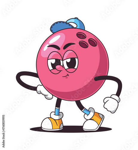Serious comic bowling ball personage