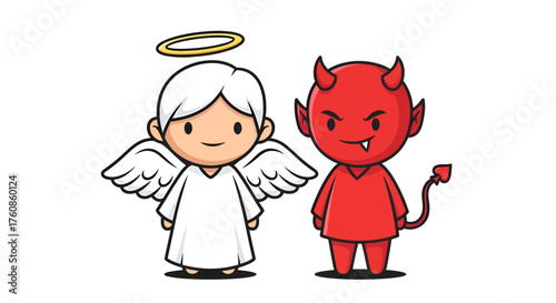 Whimsical depiction of moral duality contrasting innocence and mischief showcasing playful dichotomy
