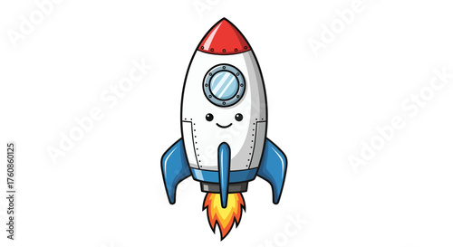 Whimsical cartoon rocket ship illustration ready for interstellar adventures