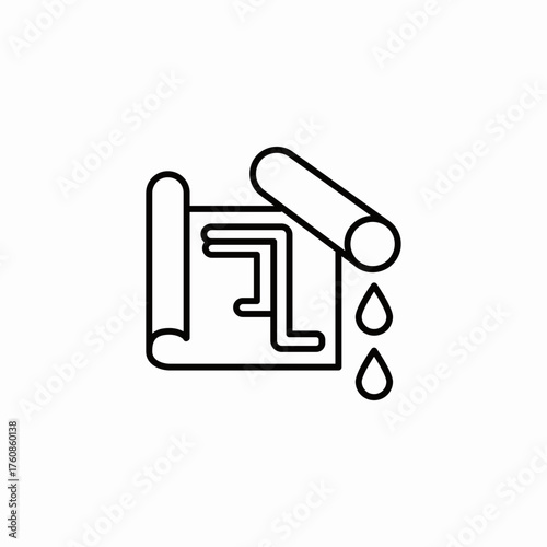 blueprint pipe leak icon sign vector