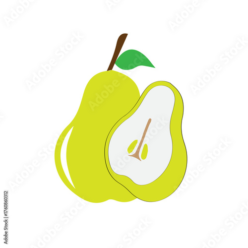 Pear Fruit Halved Vector