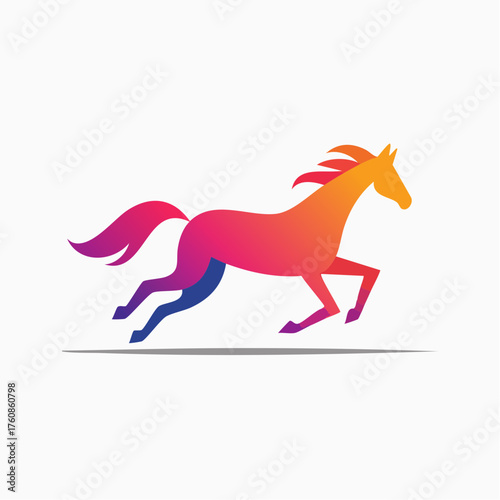 Stylized gradient horse illustration embodying speed and energy on a clean backdrop