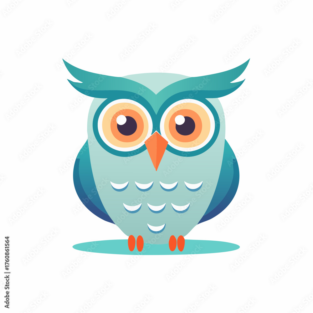 Fototapeta premium Stylized owl illustration with bright colors and smooth gradients perfect for kids