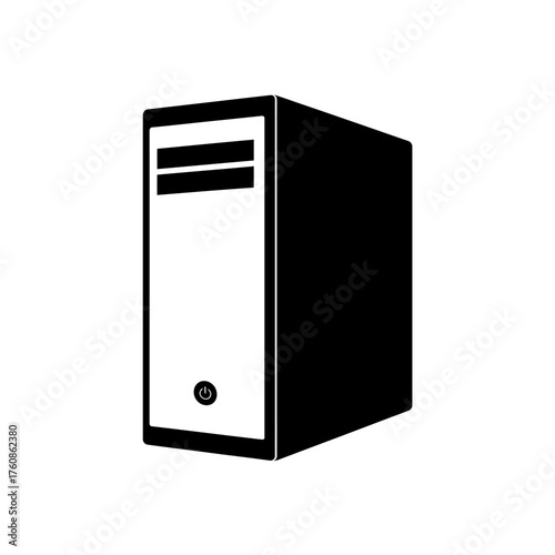 Vector art of computer case, a desktop tower for components