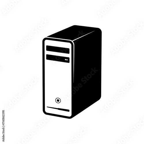 Vector art of computer case, a desktop tower for components