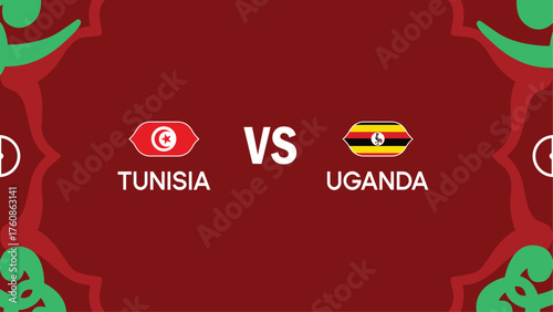 Tunisia And Uganda African Nations Morocco 2025 Teams Flags Countries African Football Symbol Logo Design Vector Illustration
