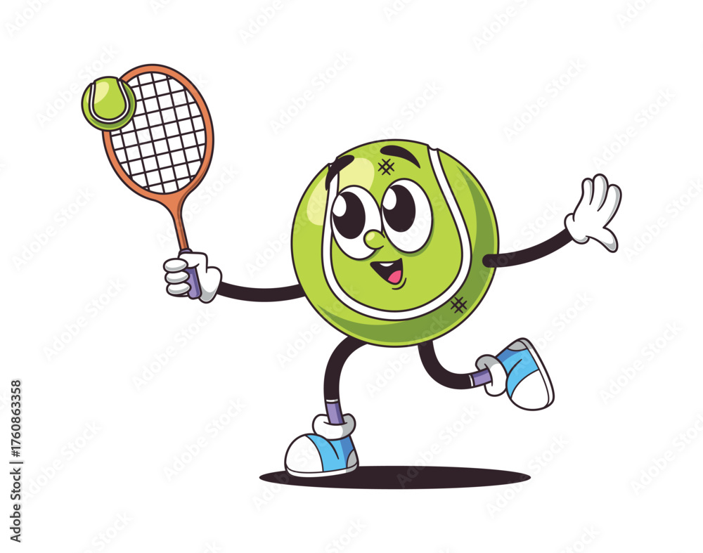 Obraz premium Tennis ball personage playing game