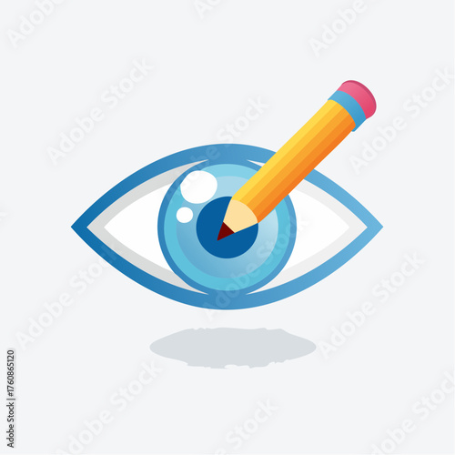 Visionary illustration blending eye and pencil symbolizing creative perspective