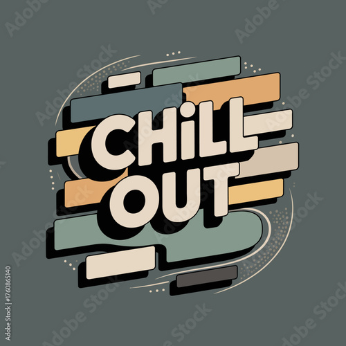 Chill out retro typography design bold 3d lettering with vintage style blocks and outline effect energetic mood for posters and graphics vector