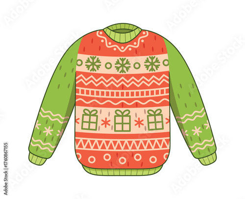 Colorful ugly Christmas sweater design