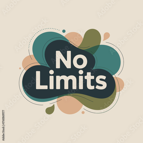 Embrace the power of possibilities inspiring 'no limits' typography with abstract shapes and dynamic color palette vector