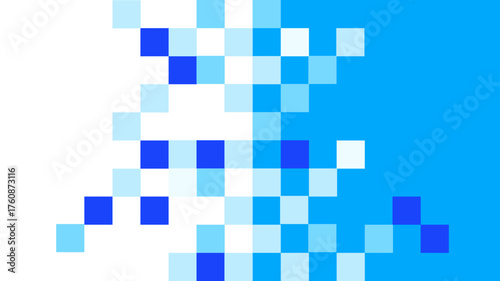 Abstract pixel art with gradient of blue and black squares creating dynamic pattern