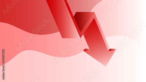 Red downward arrow on gradient background symbolizes decline or decrease, often used in financial contexts