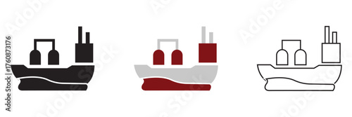 Oil tanker ship icon. Gas or diesel delivery ship icon. Vector illustration. EPS 10