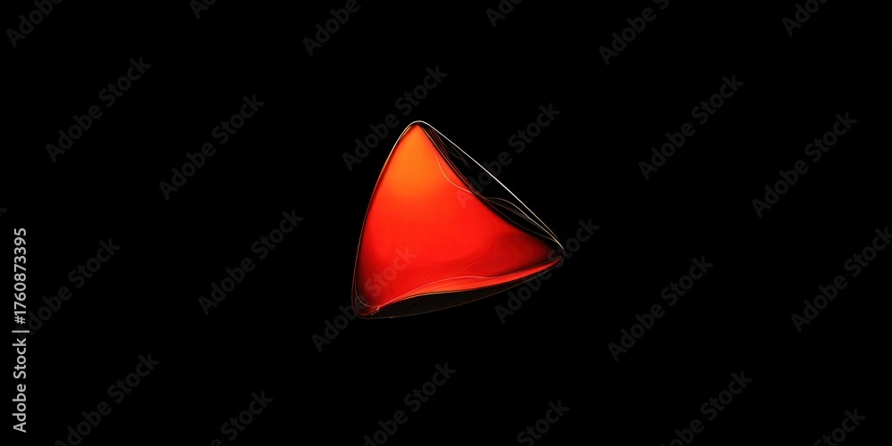 Fototapeta premium Minimal Red & Black Contrast concept. Abstract orange triangular shape on a black background.