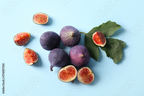 Fresh ripe purple figs with...