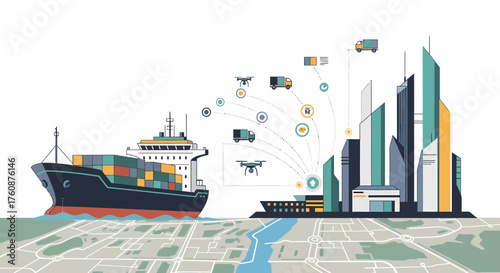 Modern Global Logistics And Supply Chain Network Concept Illustration