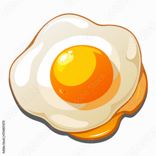 Hyperrealistic vector illustration of a perfectly fried egg freshly cooked for breakfast