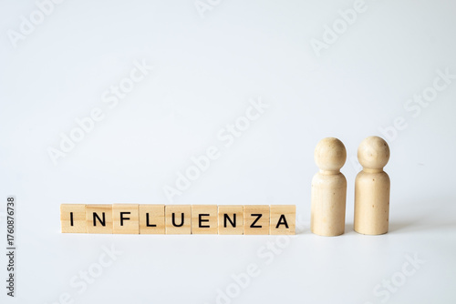 Wallpaper Mural Wooden Letter Blocks Spelling 'Influenza' with Peg Toys on White Background Torontodigital.ca