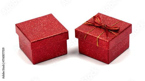 2025 New Year Festive Red Gift Boxes, Isolated on White Background for Design Use