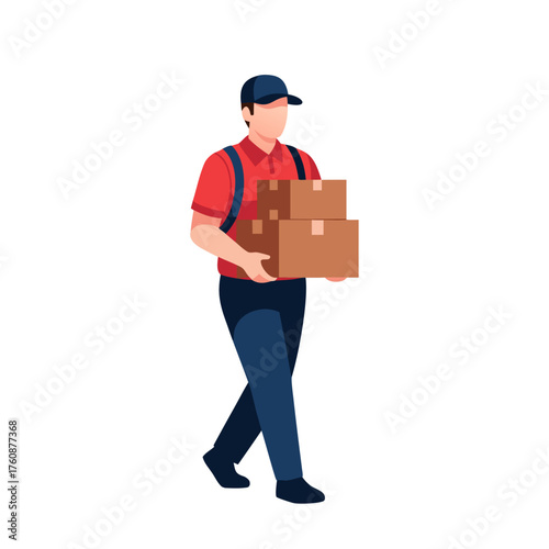 A delivery person carrying multiple parcels, depicting efficient logistics and courier services for online shopping and package delivery