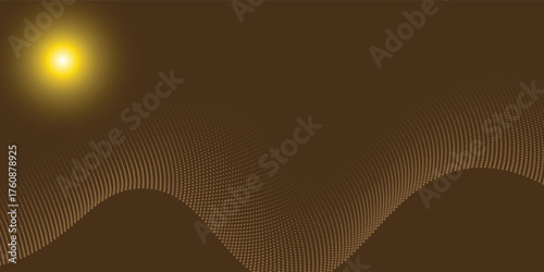 Mountain background vector. Minimal landscape art with gold line art texture modern