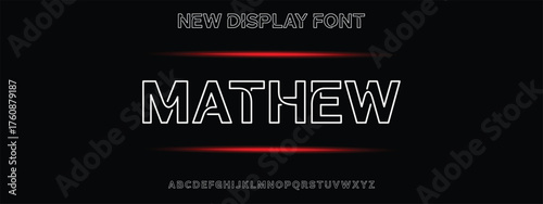 Creative Outline Double line monogram alphabet and tech fonts. Lines font regular uppercase and lowercase. Vector illustration. 