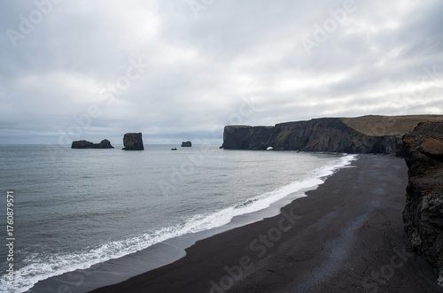 Black sand beack in southern Iceland