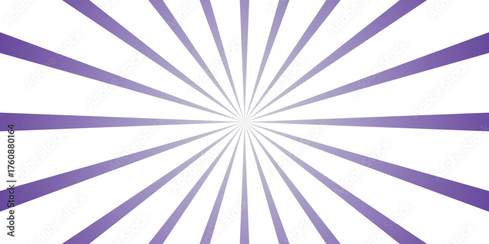 Obraz premium Purple sunburst radial background with gradient lines emanating from the center on a white background