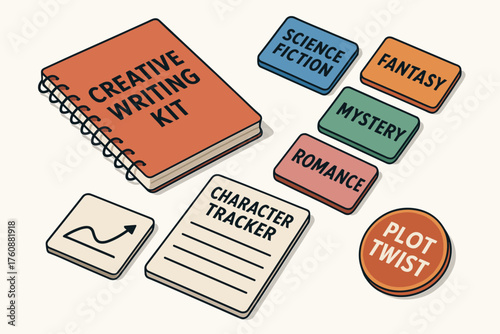 Creative writing kit with genre elements and plot tools