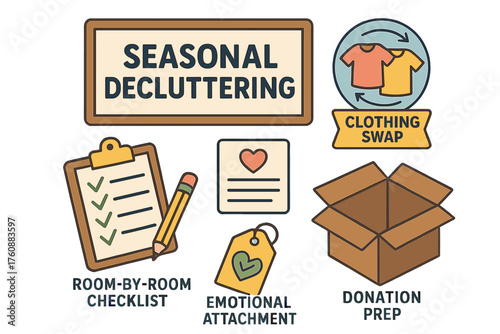 Seasonal decluttering guide with clothing swap and donation preparation tips