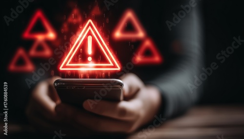 Warning: Cyber Security Threat And Fraud Alert On Smartphone - Beware Of Fraudulent Emails, Phishing Scams, Fake Sms Messages, And Bank Account Attacks By Hackers.
