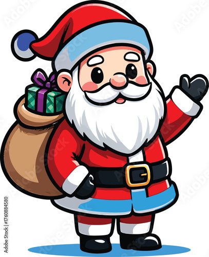 Santa clues with traditional holiday colors and elements isolated on transparent background