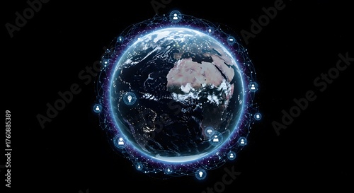 Global Digital Network Connecting People and Ideas Around the Earth