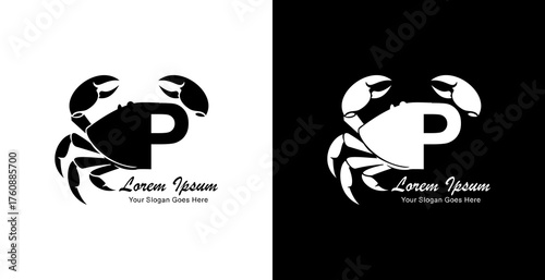 Crab logo design combined with the letter P