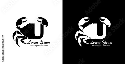 Crab logo design combined with the letter U