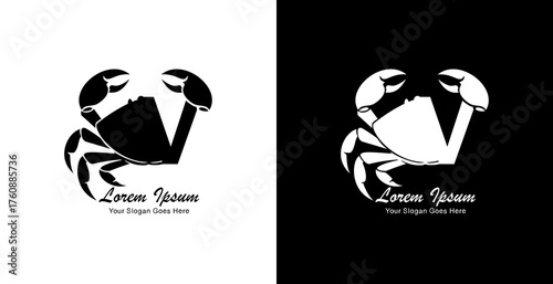 Crab logo design combined with the letter V