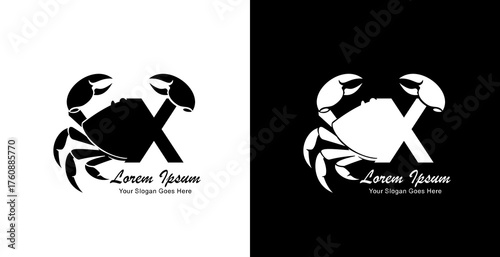 Crab logo design combined with the letter X