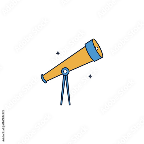 Vector illustration of a colorful telescope aiming towards the night sky