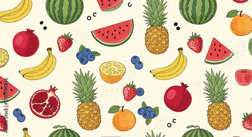 A delightful arrangement of colorful and fresh summer fruits.