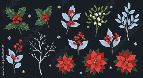 Festive winter foliage and flora arrangements.