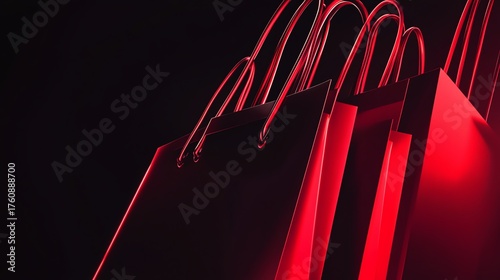 Bold Red Shopping Bags on Black Black Friday Sale